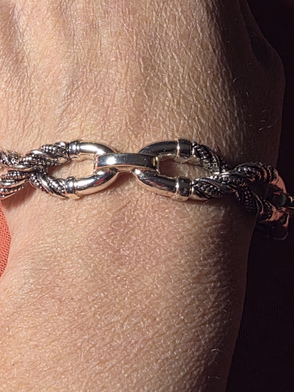 Silver Tone Rope Link Bracelet - Silver Chain Link Bracelet